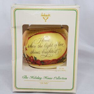 Vintage Ambassador Holiday House Collection Satin Ornament "Home" 1980
